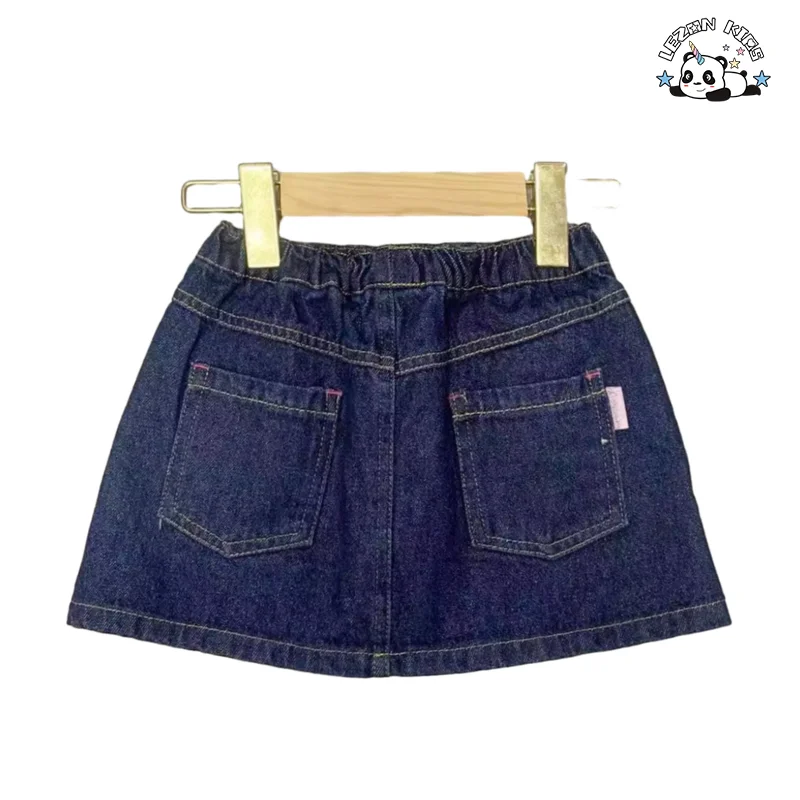 LEZONKIDS - Customizable New Arrival Kid Girl Denim Blue A-line Skirt Patchwork Jeans Skirt for 2 to 14 Years